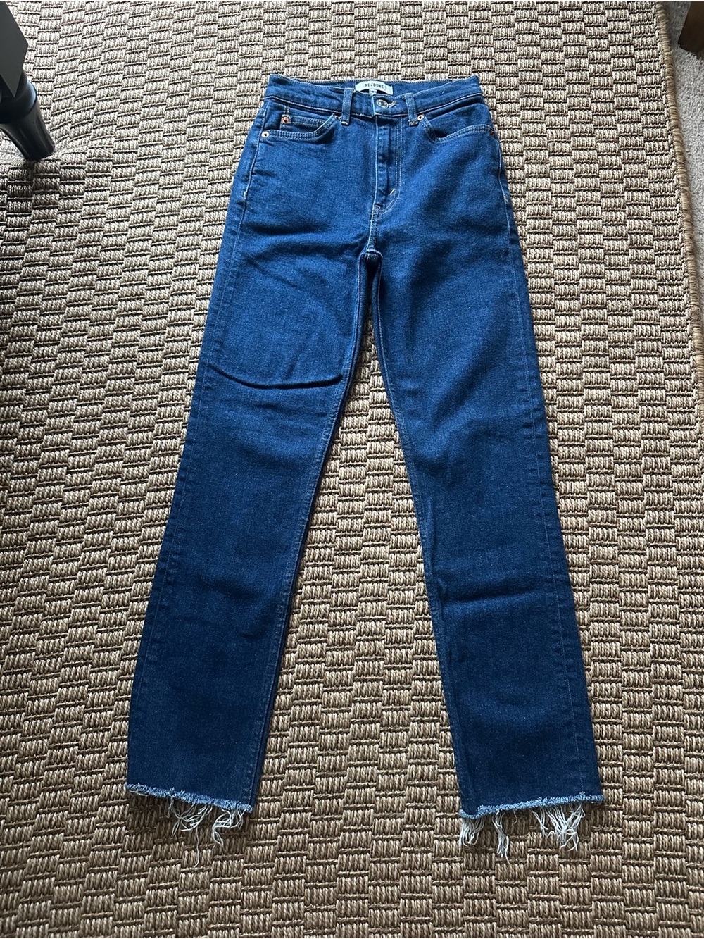 Re/Done Dark Blue Straight Leg High-Rise Jeans